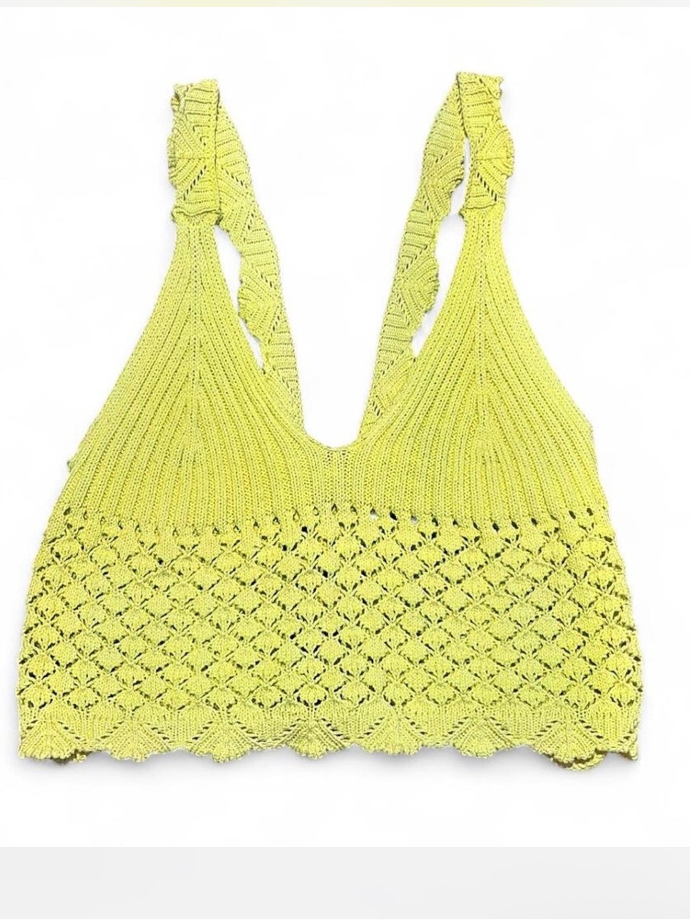 Forever 21 Yellow Crochet Knit Crop Top